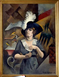 Retrato da Alice com o chapéu grande. Pintura de Roger De La Fresnaye (1885 - 1925)