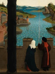 Detalhe de São Lucas desenhando o retrato da Virgem (óleo sobre painel)