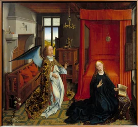 Anunciação. Pintura da oficina de Roger (Rogier) Van Der Weyden (1400-1464) Ec. Flam.