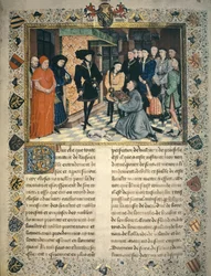 Jean Wauquelin (falecido em 1452) apresenta a tradução das crónicas de Hainaut a Filipe III de Borgonha