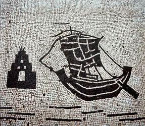 Um navio no porto de Óstia (mosaico