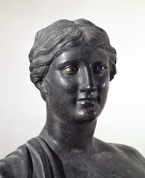 Busto de Safo, estátua de bronze, da Vila dos Papiros, Herculano, Campânia, Itália, civilização romana