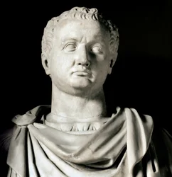 Busto de Vespasiano (Tito Flávio Vespasiano) (9-79 d.C.), imperador romano, Roma, Museus Capitolinos - Busto do imperador Flávio Vespasiano (9-79 d.C.) - Escultura em mármore, civilização romana - Museu Capitolino, Roma