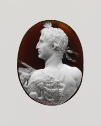 Retrato de camafeu do imperador Augusto, c.41–54 DC (sardônia)