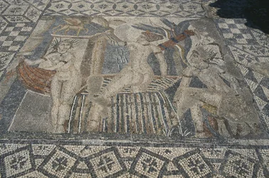 Diana e Actaeon, do andar da procissão da Casa de Vênus (mosaico)