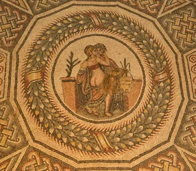 Mosaico erótico no chão, Villa Romana del Casale, Piazza Armerina, Sicília, Itália (foto)
