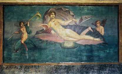 Fresco representando Vénus, Casa de Vénus em Concha, Pompeia (Lista do Património Mundial da Unesco)