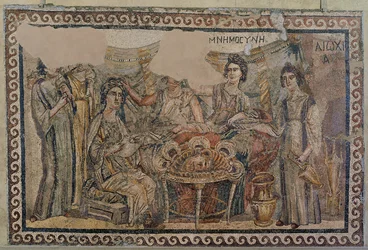 Simpósio funerário, da necrópole de Antioquia, final do século IV DC (mosaico) (ver também 3929775)