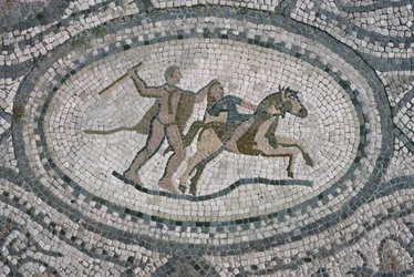 Hércules e a rainha Amazonas, do chão da &39;Casa de Hércules&39; (mosaico)