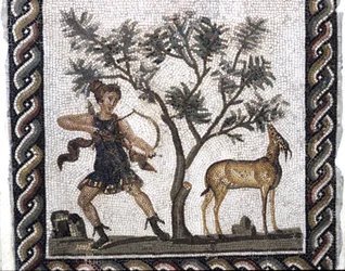 Cena de caça com uma gazela (mosaico)
