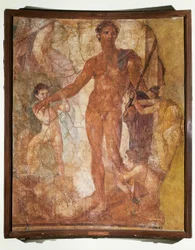 Itália, Campânia, Basílica Ercolano, Teseu matando o Minotauro (fresco)