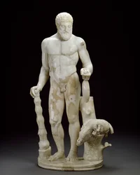 Estatueta de mármore de Hércules e o javali Erymanthian (mármore)