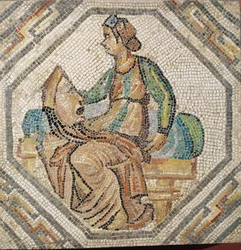 Melpomene, a musa da tragédia, de uma vila em Augusta Treverorum (mosaico)
