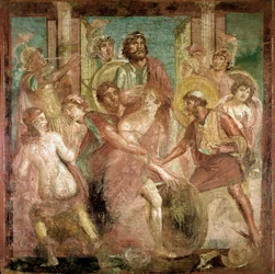 Odisseu encontra Aquiles entre as filhas de Lycomedes (fresco, século II d.C.)