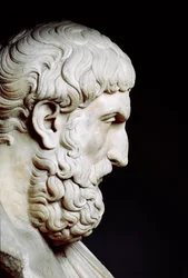 Retrato de Epicuro (341-cerca de 270 a.C.), filósofo grego - Busto em mármore - Roma, Museus Capitolinos