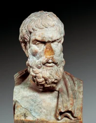 Retrato de Epicuro (341-circa 270 AC), filósofo grego, c. 100-150 DC (busto em mármore)