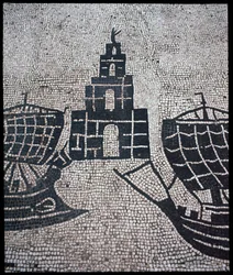 Arte Romana: "Farol e Navios" Mosaico da Corporation des gens de la mer, Place des Corporations
