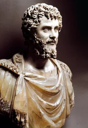 Arte Romana: "Busto de mármore do Imperador Romano Septimius Severus (Imperador de 193 - 211 AD)" - Roma, musei capitolini - Busto do Imperador Septimius Severus (Lucius Septimius Severus Pertinax