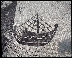 Arte Romana: Mosaico "Ship" da Corporation des gens de la mer, Place des Corporations