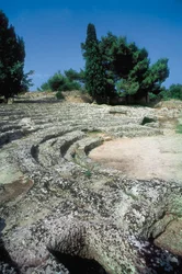 Restos Romanos de Pollentia, detalhe do anfiteatro, Alcudia, Mallorca, Espanha