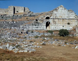 Arte romana, período helenístico: o teatro de Miletus. Século II. Turquia