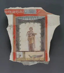 Fragmento de afresco romano (gesso e pigmento)