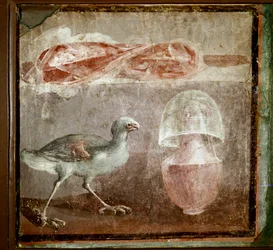 Natureza morta com pássaro (fresco