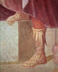 Os pés de Agamémnon, no Sacrifício de Iphigenia (fresco