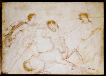 Theseus e o centauro (desenho em mármore