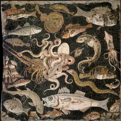 Criaturas submarinas, cópia de um original helenístico (mosaico)