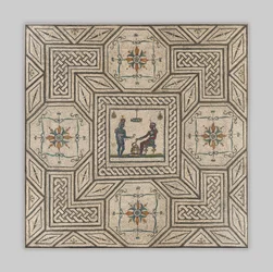 Pavimento de mosaico com cena de Egyptianizing, c.130-150 AD (pedra e vidro)