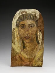 Mummy Portrait of a Young Woman, AD 1-100 (madeira pintada, cera e tecido)