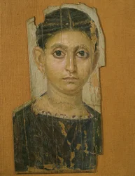 Retrato feminino de múmia, de Fayum, final do século III dC (cera encastrada em madeira pintada)