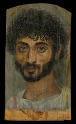 Retrato de um homem barbudo de rosto fino, 160-180 dC (encáustica, lenha)