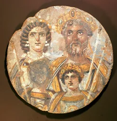 Tondo: Painel da família de Septimius Severus, c.200 tempera em madeira