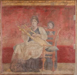 Mulher sentada jogando um kithara, c.50–40 aC