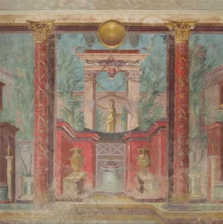 Pintura de parede do cubículo de uma villa em Boscoreale, c.50-40 aC