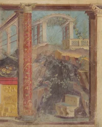Pintura de parede do cubículo de uma villa em Boscoreale, c.50-40 aC