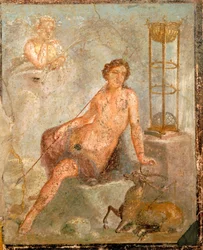 Um jovem Cyparissus, fresco da Casa de Vettii, Pompeia , Campânia, Civilização Romana