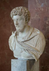 Arte Roma Busto do Imperador Romano Marco Aurele (121 - 180 d.C.) mármore