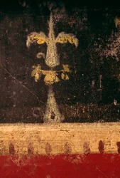 Elemento decorativo, pormenor do fresco no triclínio da Casa dos Vettii, Pompeia (Lista do Património Mundial da UNESCO