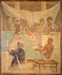 Fresco representando Admetus e Alcestis, de Pompeia (Lista do Património Mundial da UNESCO