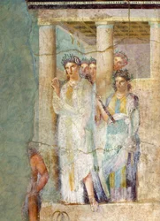 Afresco representando Ifigénia em Tauris, da Casa de Pinario Ceriale em Pompeia, Campânia, Civilização Romana