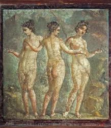 Afresco representando as Três Graças, de Pompeia, Itália