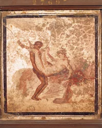 Fresco representando o tema erótico, de Pompeia, Itália
