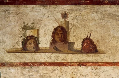 Afresco representando três cabeças, Casa de Caius Julius Polybius, Pompeia (Lista do Património Mundial da UNESCO