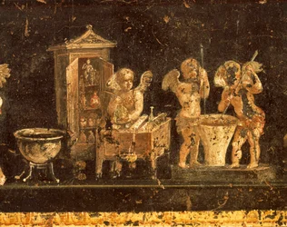 Fresco da Casa de Vetti, Pompeia , Campânia, Civilização Romana