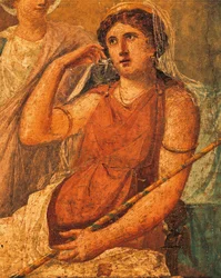 Hera, pormenor do fresco intitulado Tortura de Issone, Casa de Vettii, Pompeia , Campânia, Civilização Romana
