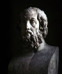 Retrato imaginário do Homer Cego. Reprodução do período helenístico de um busto datado do século II a.C. Musée du Louvre Paris
