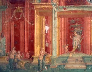Itália, Província de Nápoles, Região da Campânia, Pompeia, Casa de Loreio Tiburtino, Fresco